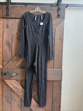 Anthropologie Black Lace Long-Sleeve Jumpsuit